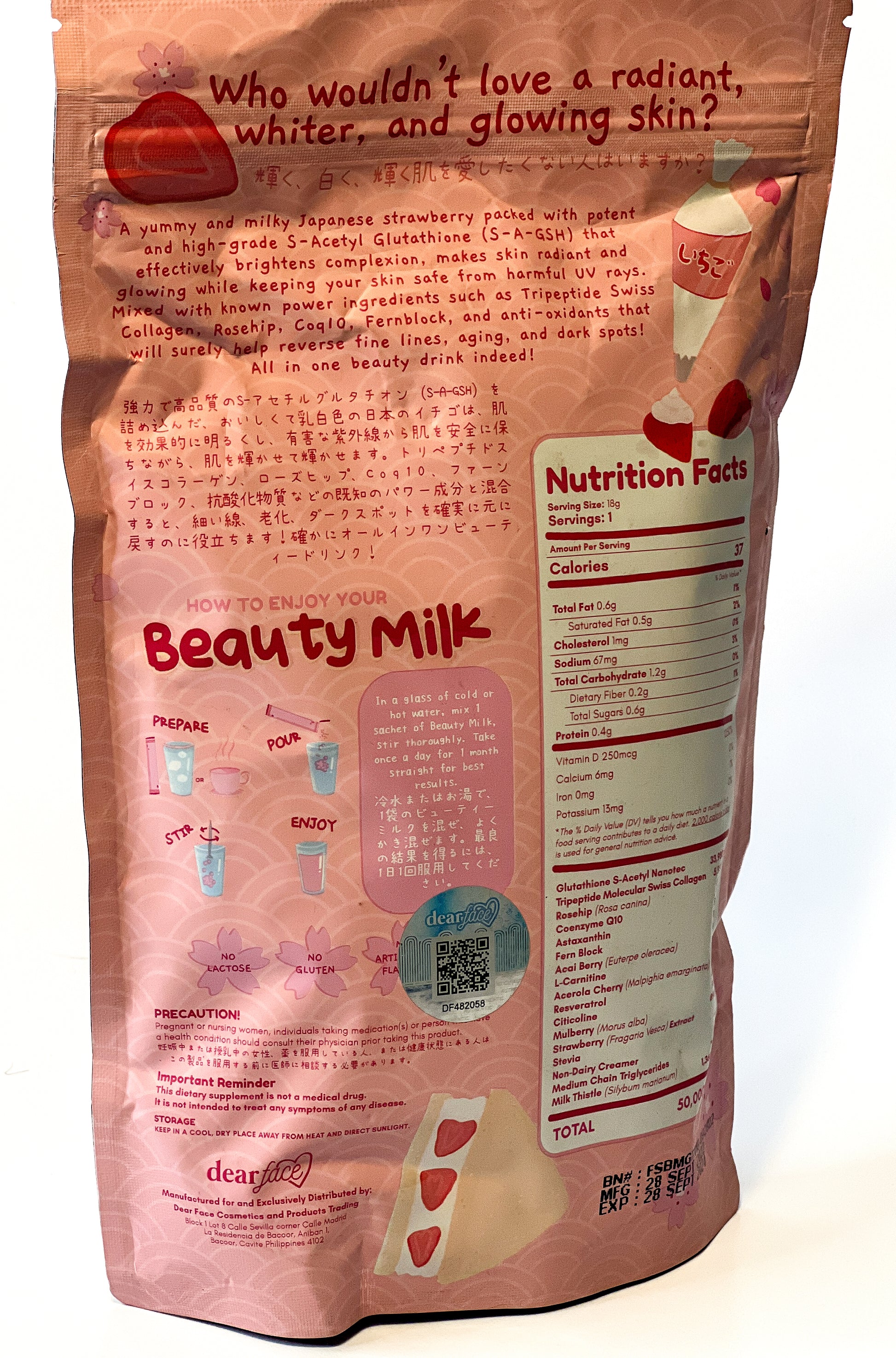 Dear Face Beauty Milk Banana With Probiotics, 10 Sachets